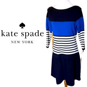 Kate Spade Women’s Striped Multi colored stretch Shift Dress Large Blue striped